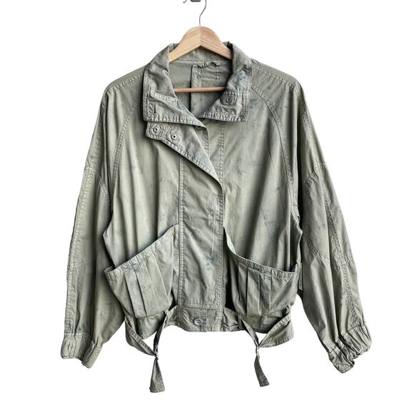 Free People Green Parachute Utility Jacket Size S Lightweight Slouchy Indie - Picture 4 of 16
